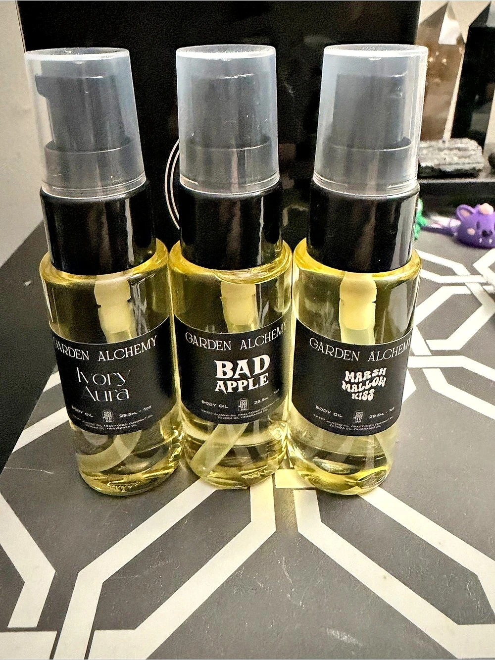Garden Alchemy Body Oil (Ivory Aura, Bad Apple, Marsh Mallow Kiss) Set Gold &